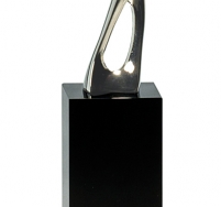 Silver Metal Golf Figure on Black Crystal Pedestal