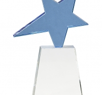 Blue Crystal Star on Clear Pedestal Base