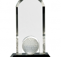 Clear Crystal Dome with Inset Golf Ball on Black Pedestal Base