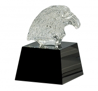 Clear Crystal Eagle Head on Black Pedestal Base